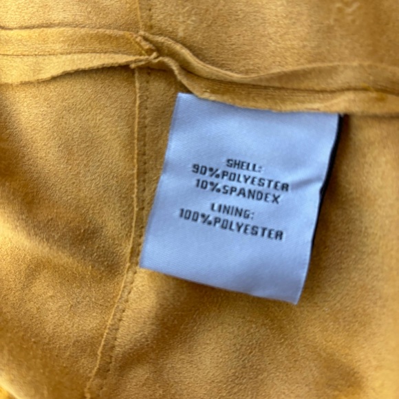 Bagatelle Faux-Suede Gold Yellow Drape-Front Jacket, Size L - Picture 6 of 6